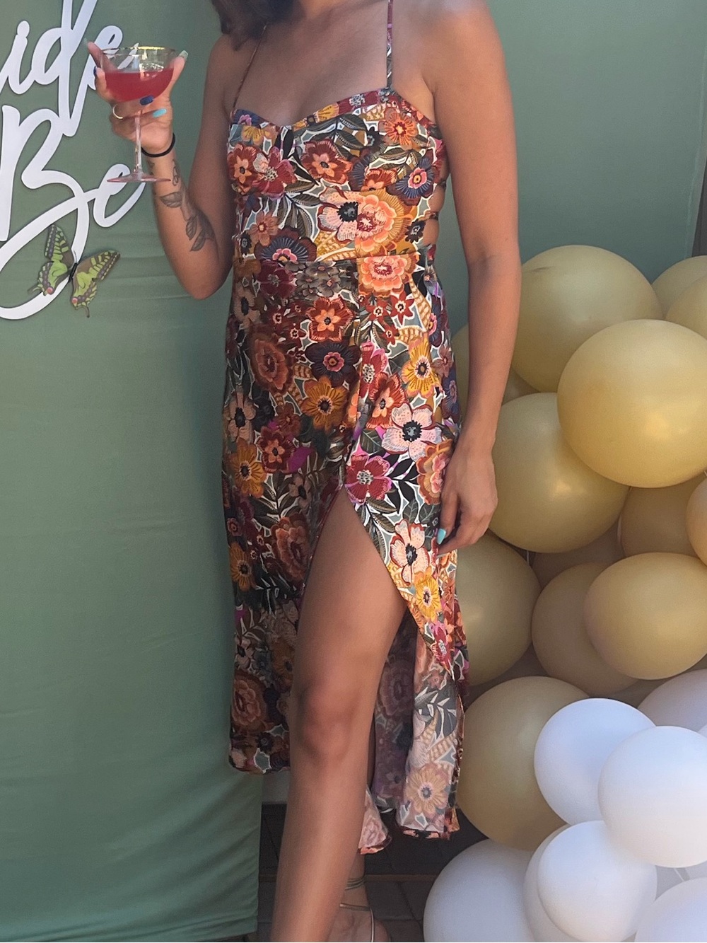 Forever 21 Multicolor Floral Slip Dress with Thin Straps